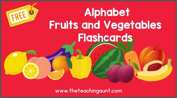 Free alphabet fruits and vegetables flashcards