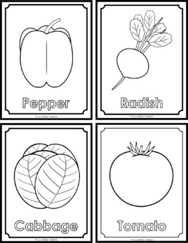 Flash cards vegetables color cut food healthy by la libelula creativa