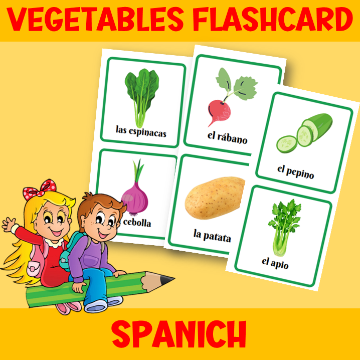 Vegetables flashcard in spanich made by teachers