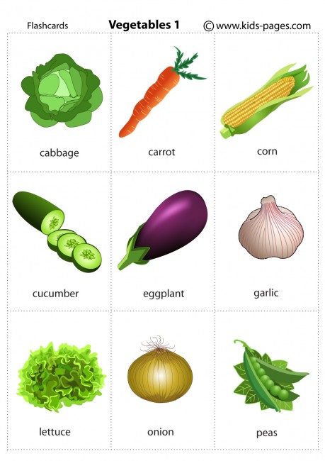 Vegetables flashcard