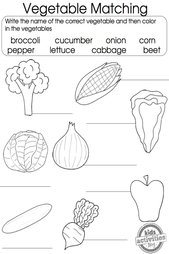 Printable matching game vegetable coloring pages activities for kindergarten children vegetable coloring pages worksheets for kids
