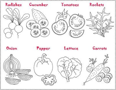 Vegetables salad coloring and craftingsalade de legumes coloriez puis decoupez vegetable coloring pages free coloring pages coloring pages