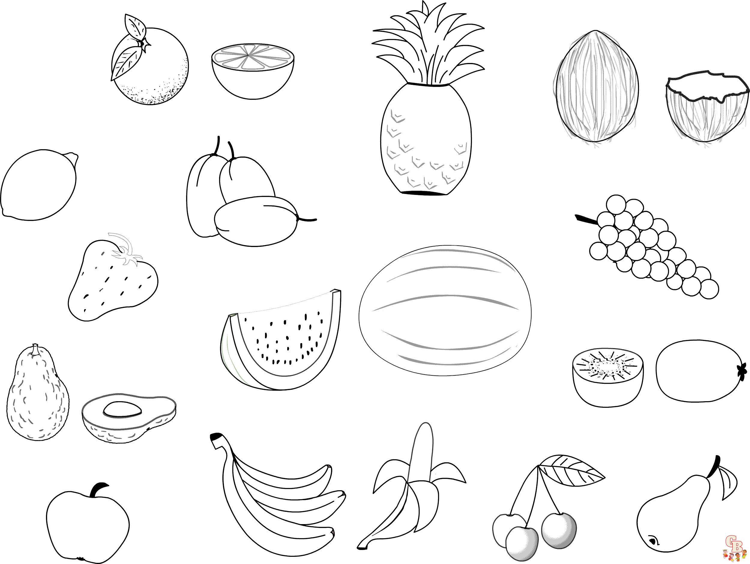Printable fruit and vegetable coloring pages