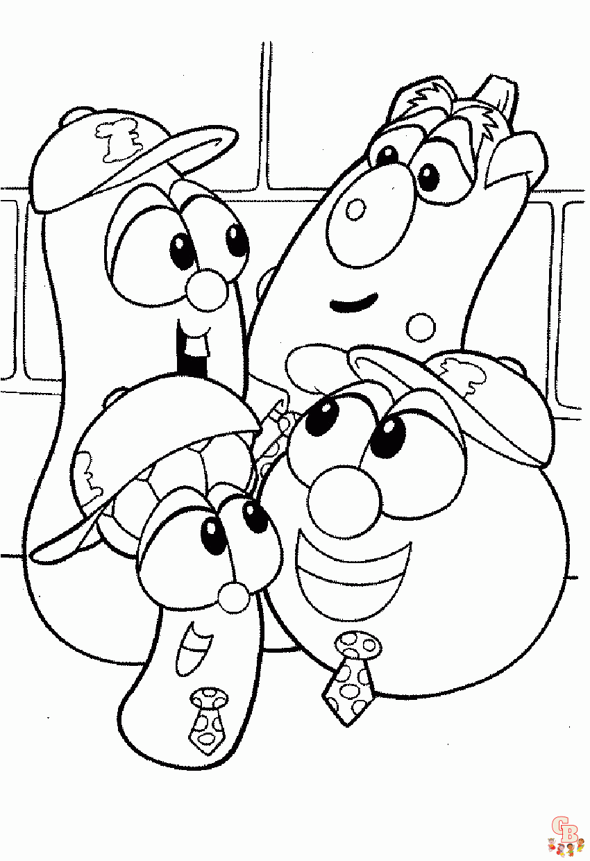 Printable veggie tales coloring pages free for kids and adults