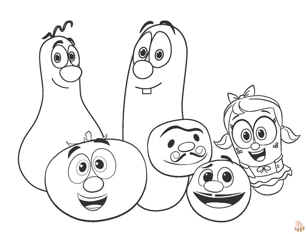 Printable veggie tales coloring pages free for kids and adults