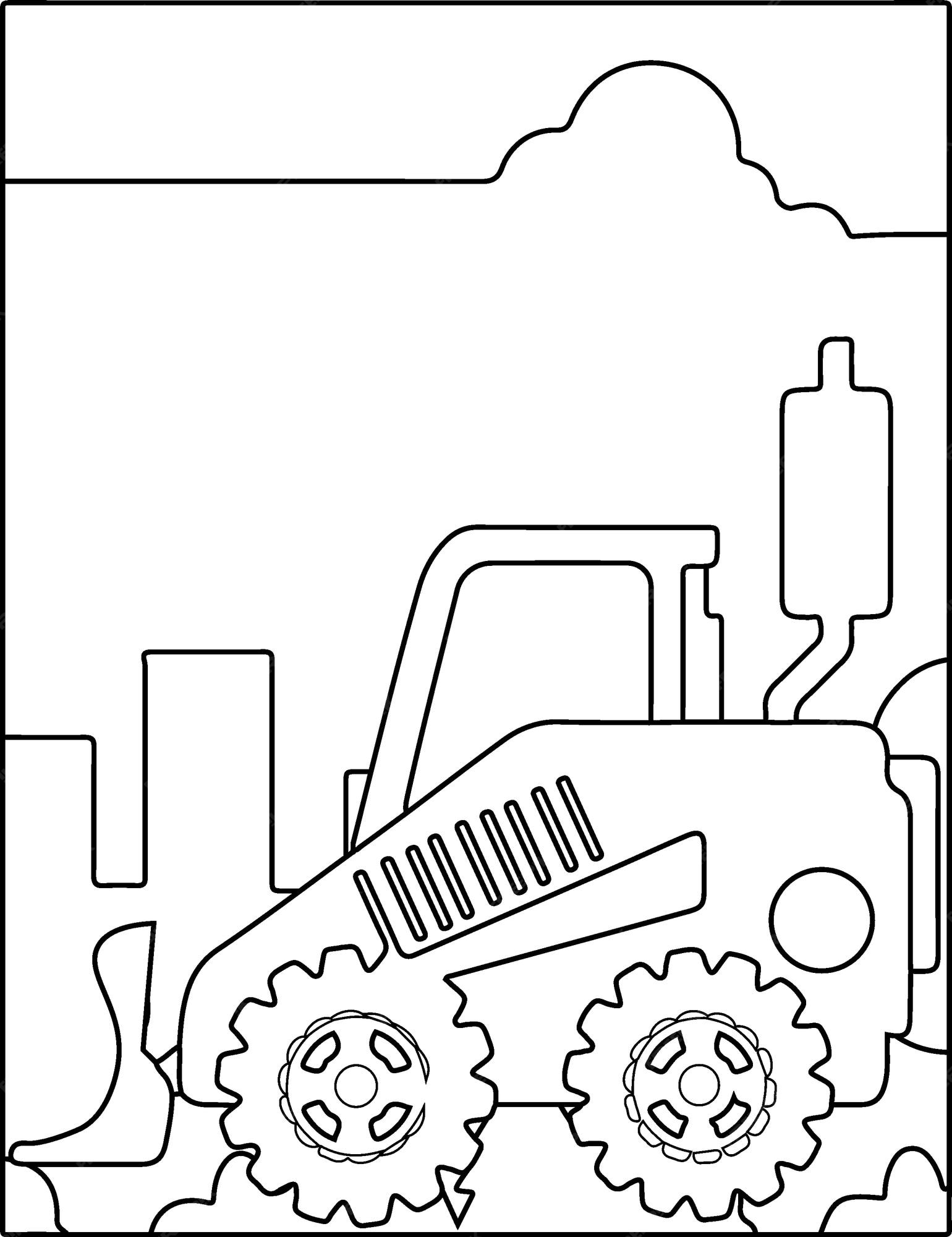 Desenho de veãculos de construãão para colorir para crianãas vetor premium