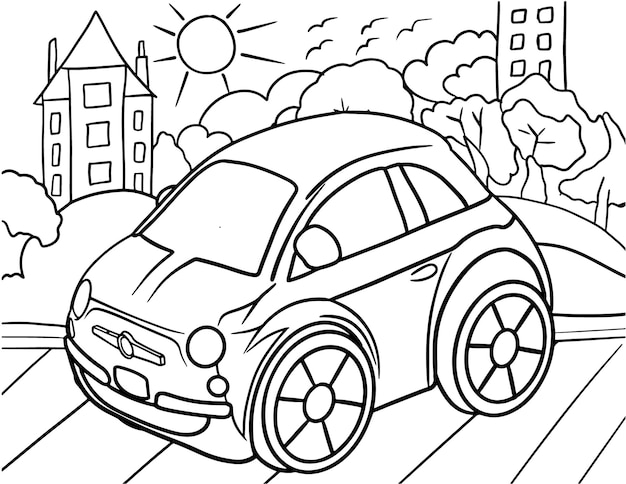 Premium vector car coloring page for kids vehicle