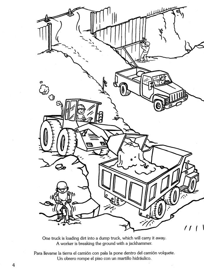 At the construction siteen el sitio de construccion bilingual coloring book coloring books kids coloring books coloring pages