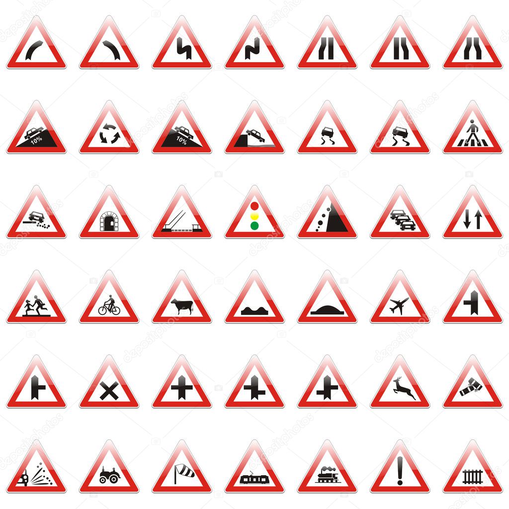 Isolerede europãiske vejskilte stock