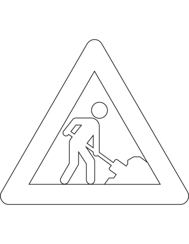 Roadworks ahead sign in denmark coloring page free printable coloring pages