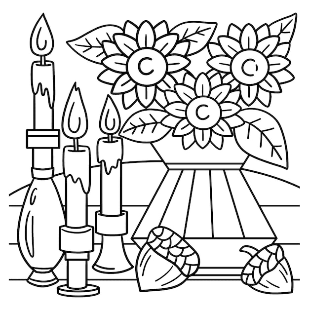 Premium vector thanksgiving centerpiece coloring page for kids