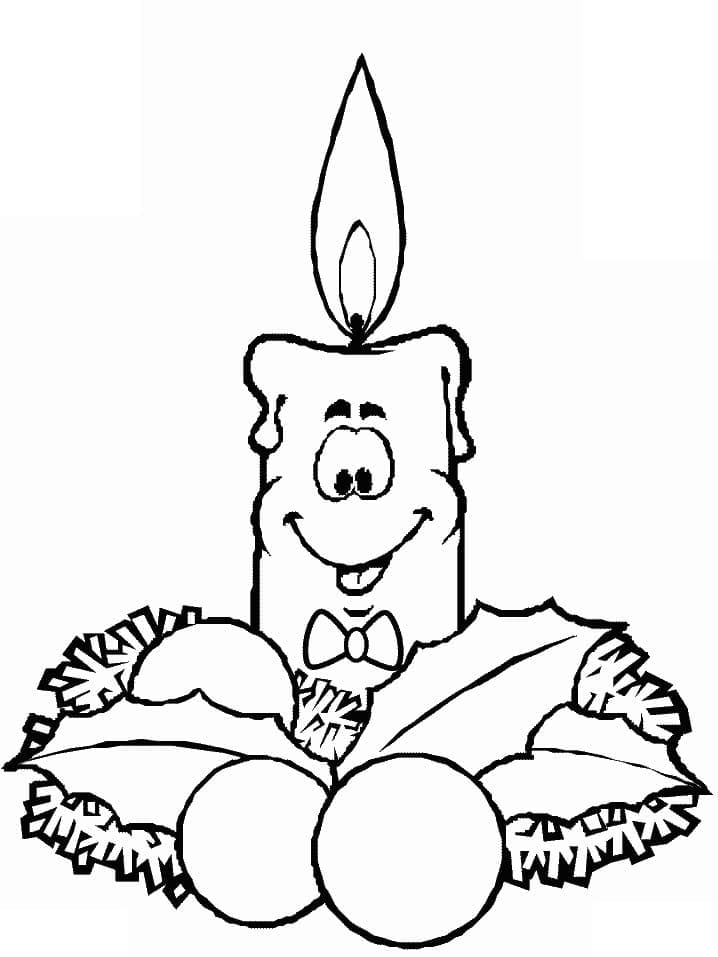 Cute christmas candle coloring page