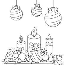 Tree balls and candles coloring pages