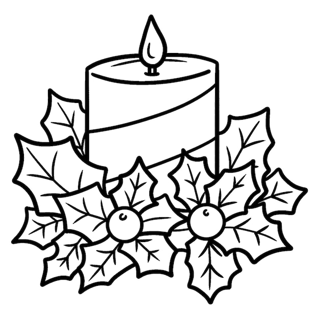 Premium vector christmas candle isolated coloring page