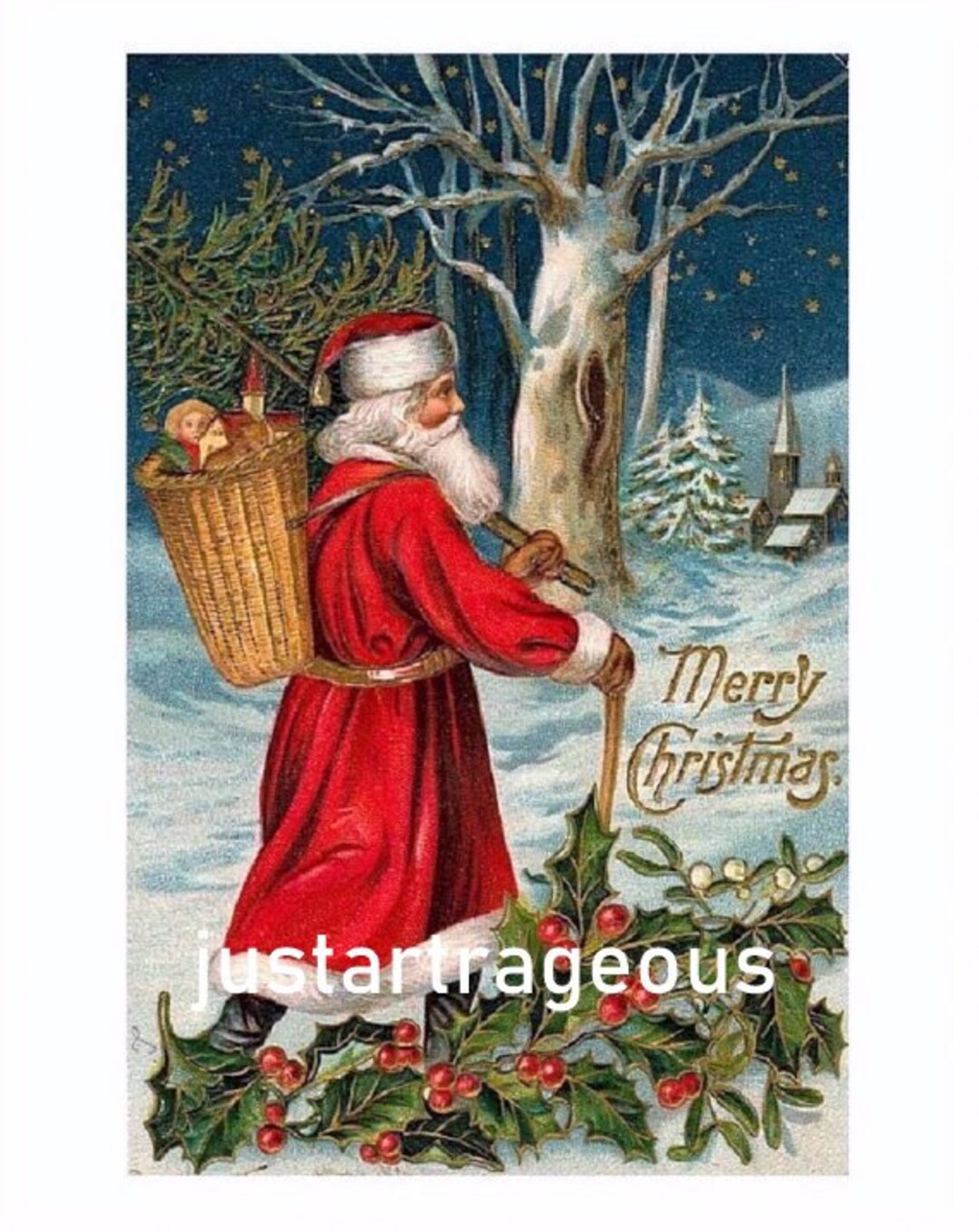 Impresiãn de navidad victoriana arte de vacaciones de old world santawoodland santa claus deco de navidad antiguo pared de vacaciones impresiãn de lienzo de x