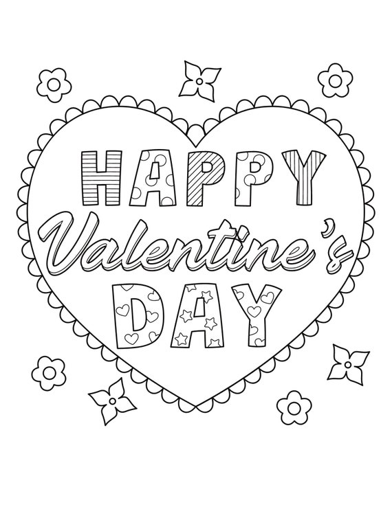 Happy valentines day coloring page