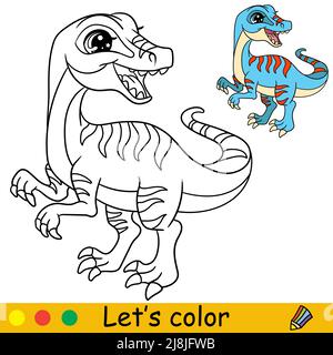 Velociraptor coloring page for kids stock vector image art
