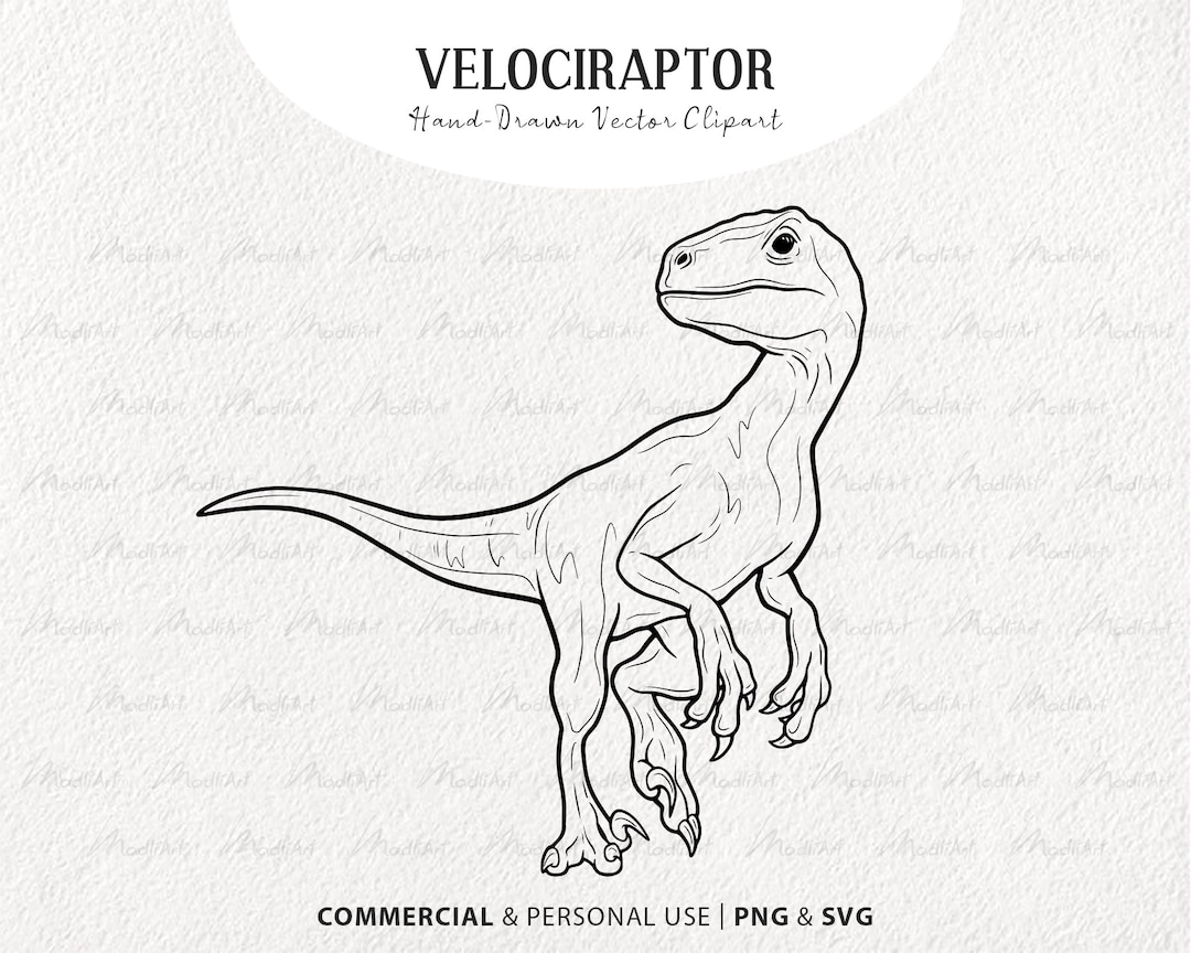 Velociraptor dinosaur vector clipart hand