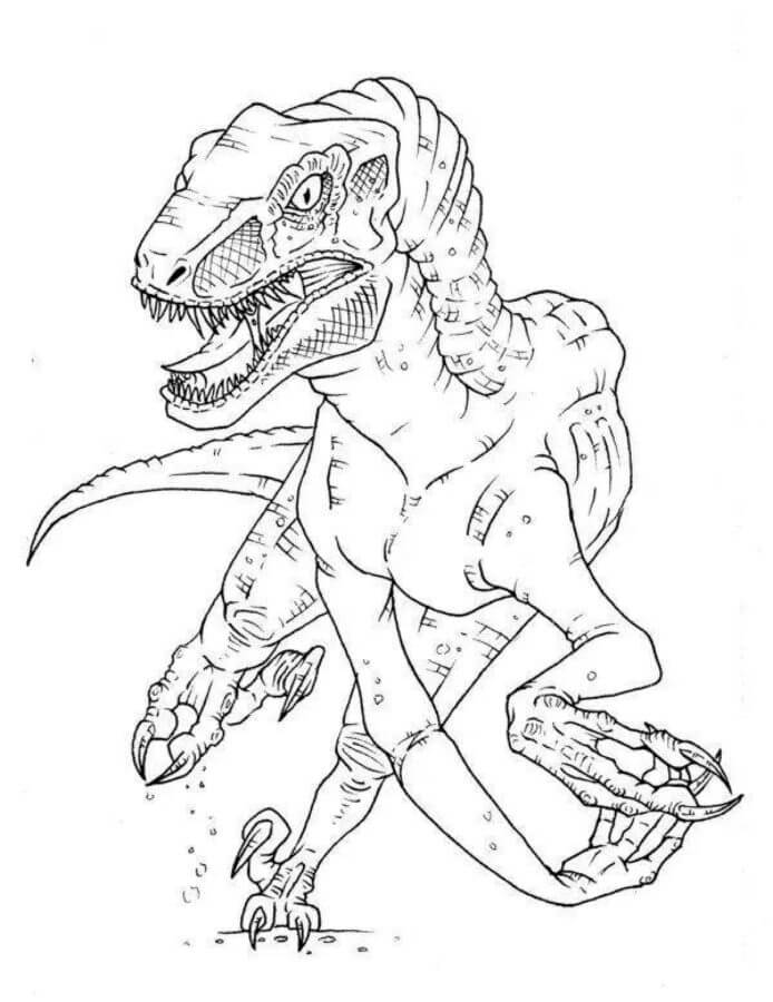 Cool velociraptor attack coloring page