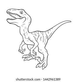 Cute velociraptor coloring page black white stockillustration