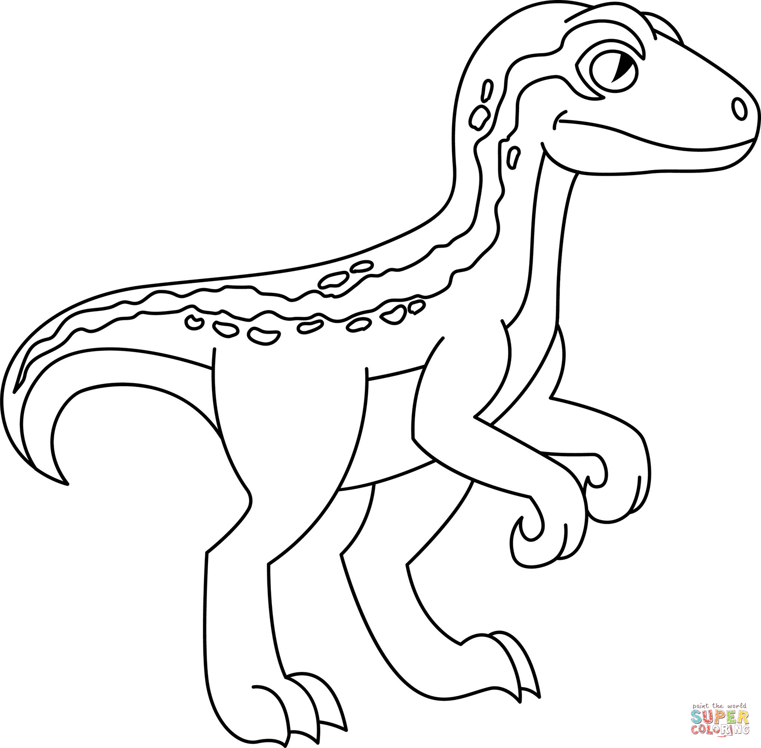 Cartoon velociraptor coloring page free printable coloring pages