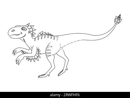 Cartoon velociraptor coloring book stock vector image art