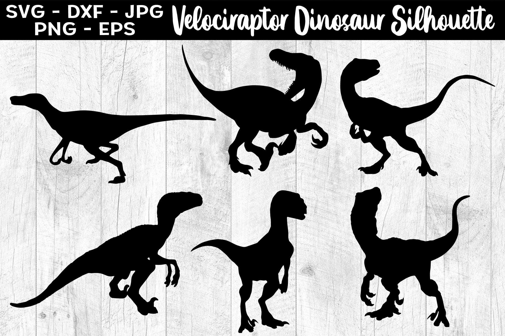 Velociraptor dinosaur silhouettes svg