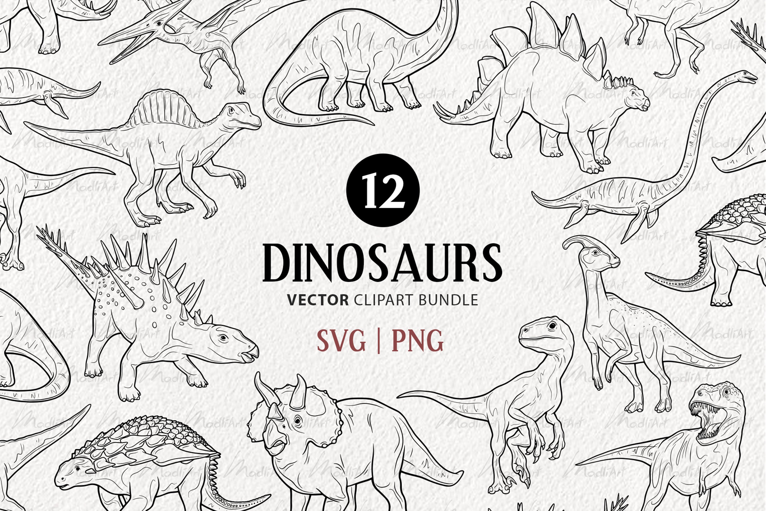 Dinosaur vector clipart set prehistoric dino svg
