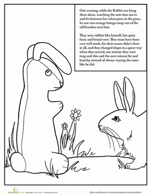The velveteen rabbit part worksheet education velveteen rabbit rabbit colors rabbit book