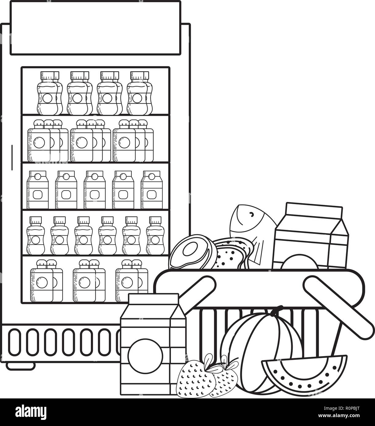 Vending machine food black and white stock vector image art