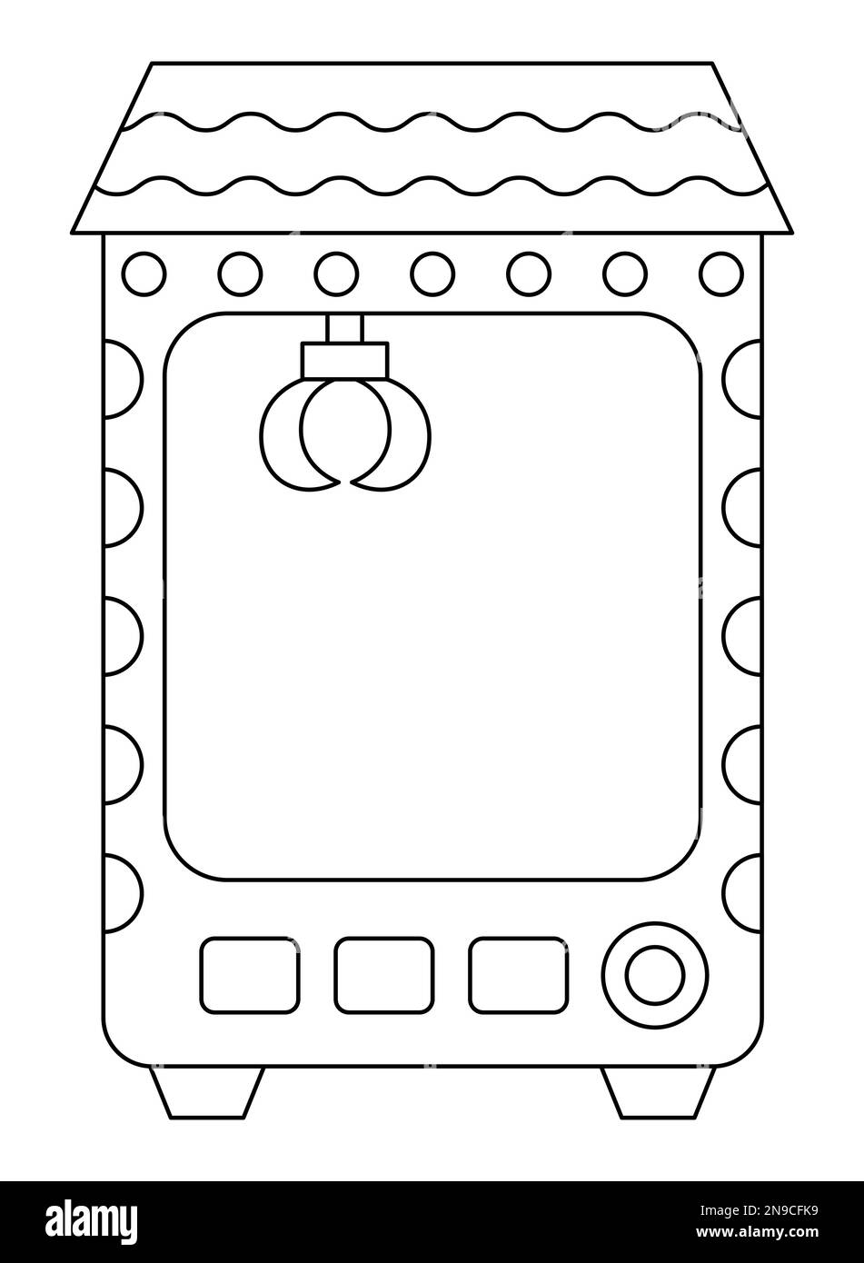 Vector black and white kawaii toy vending machine icon for kids cute line gadget illustration or coloring page funny cartoon gambling game stock vector image art