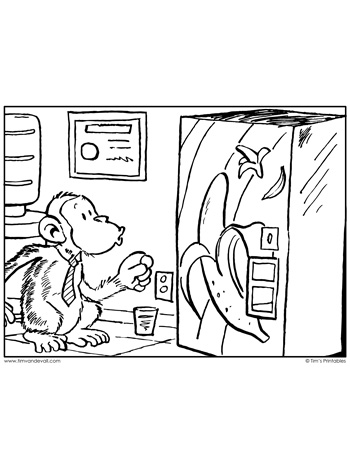 Monkey coloring page â banana vending machine â tims printables