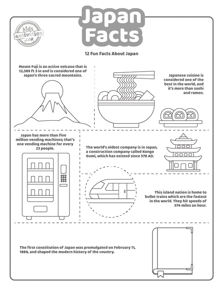 Japan fun facts coloring pages kids activities blog
