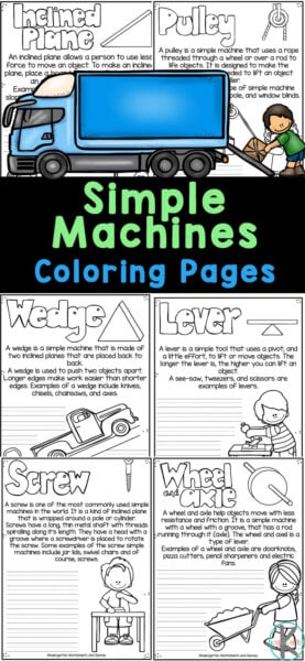 Free printable simple machines coloring pages