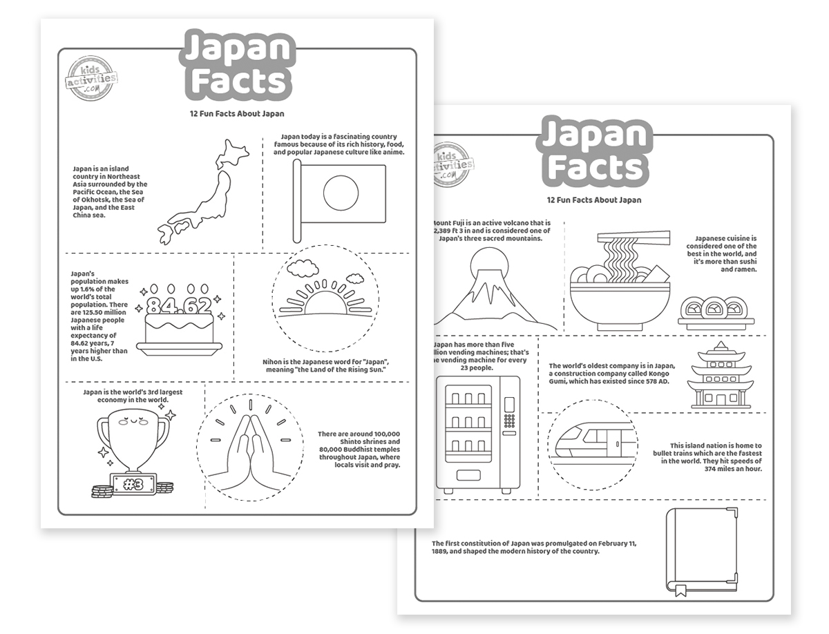 Japan fun facts coloring pages kids activities blog
