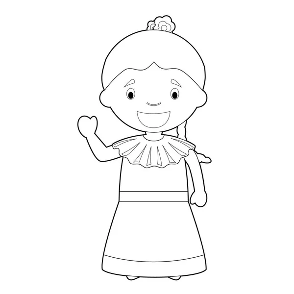 Easy coloring cartoon character venezuela dressed traditional way vector illustration stock vector by asantosg