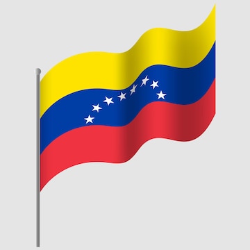 Premium vector waved venezuela flag venezuela flag on flagpole vector emblem of venezuela
