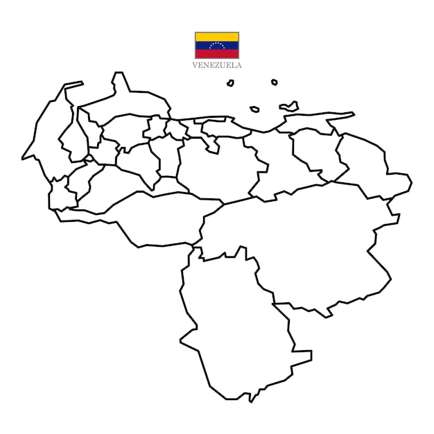 Premium vector venezuela contour vector map with state flag in color background map eps