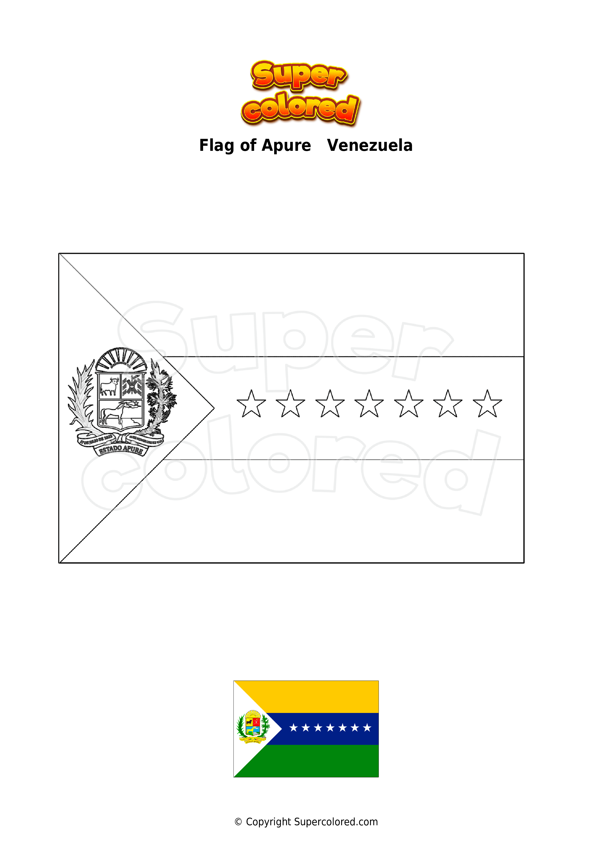 Coloring page flag of apure venezuela