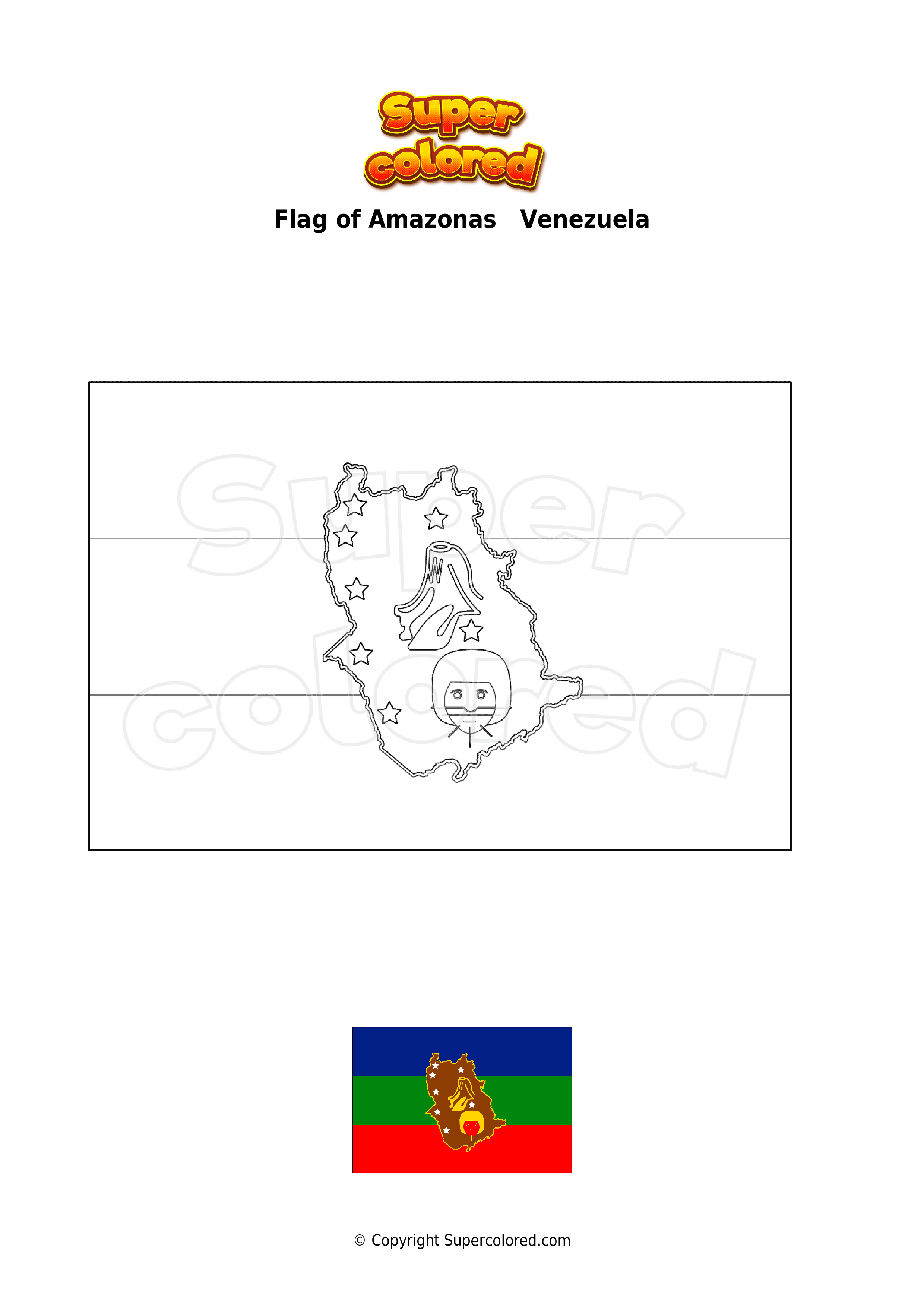 Coloring page flag of amazonas venezuela
