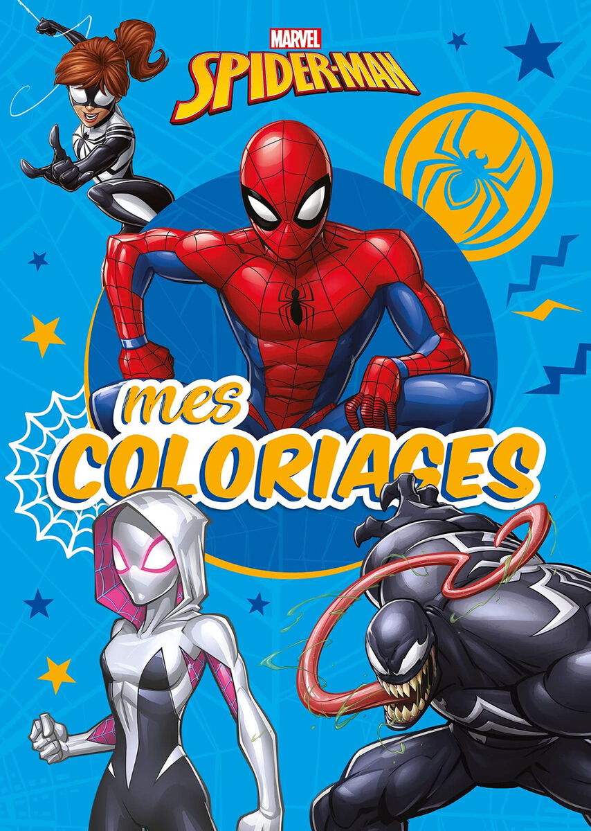 Marvel spiderman kids adult colouring book fantasy french comic venom miles