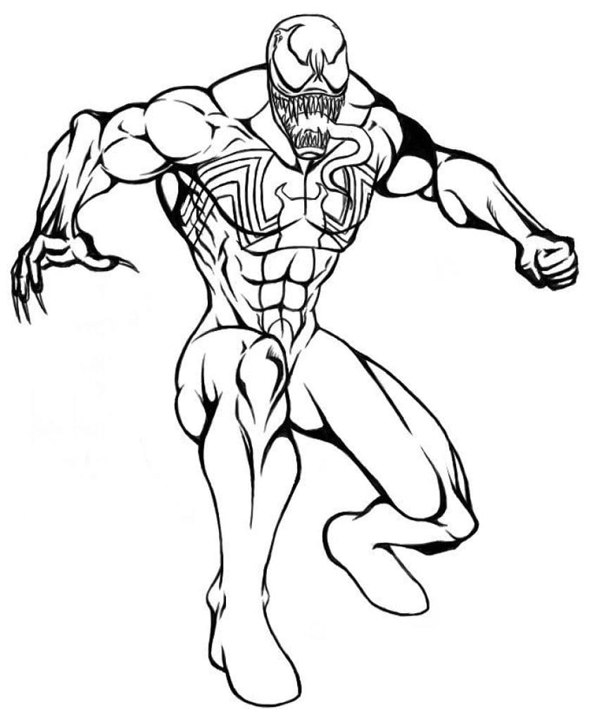 Venom has a clenched fist coloring page