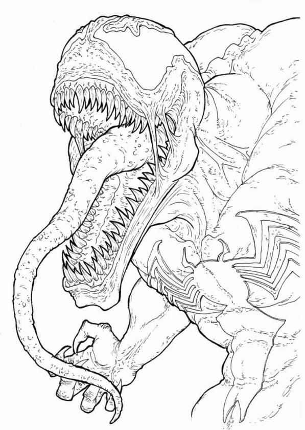 Get this venom coloring pages free to print realistic venom drawing for adults
