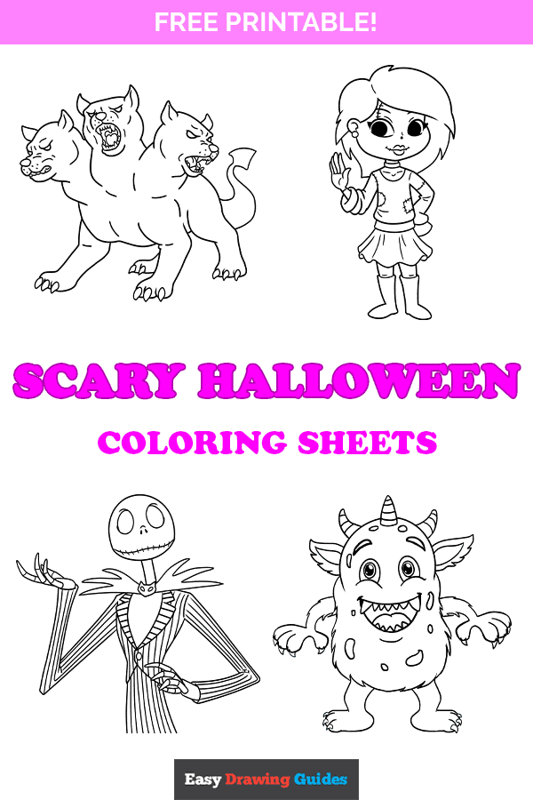 Free printable scary halloween coloring pages for kids