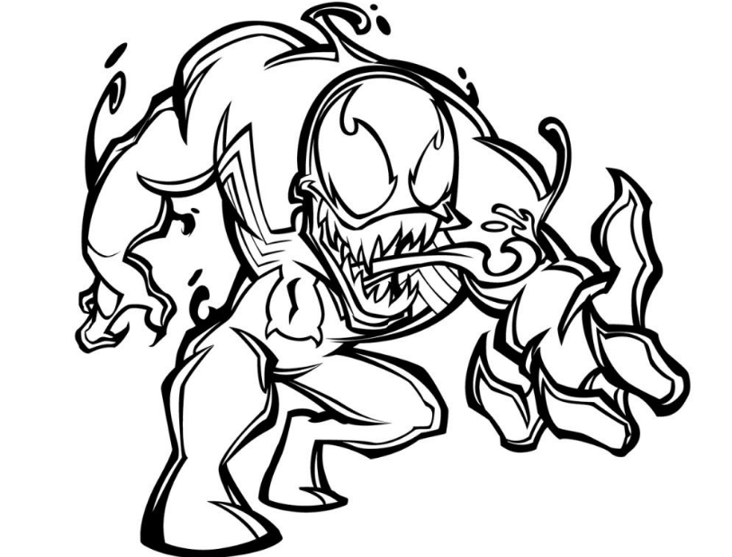 Ausmalbilder venom superheld mit giftigem mund