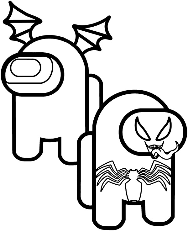 Venom and batman coloring page among us