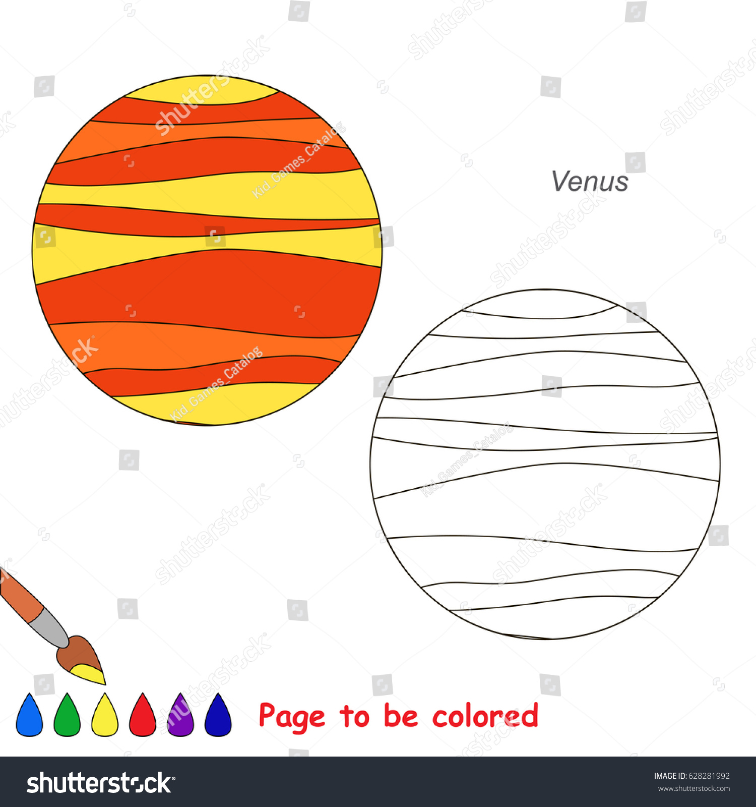 Planet venus be colored coloring book stock vector royalty free