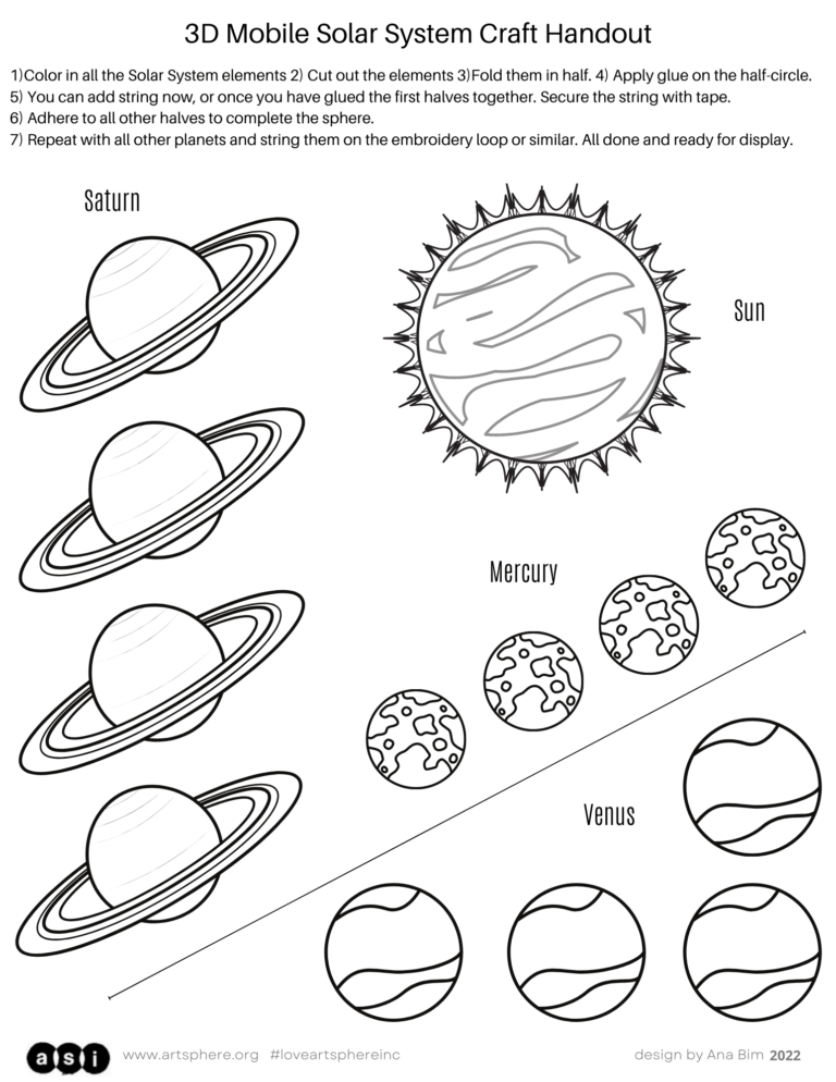 D mobile solar system craft handout art sphere inc