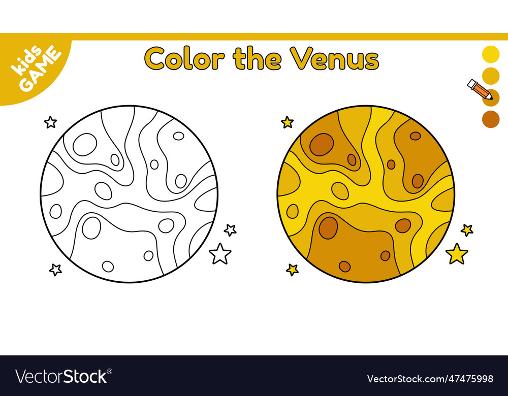 Page of kids coloring book with the planet venus vector image