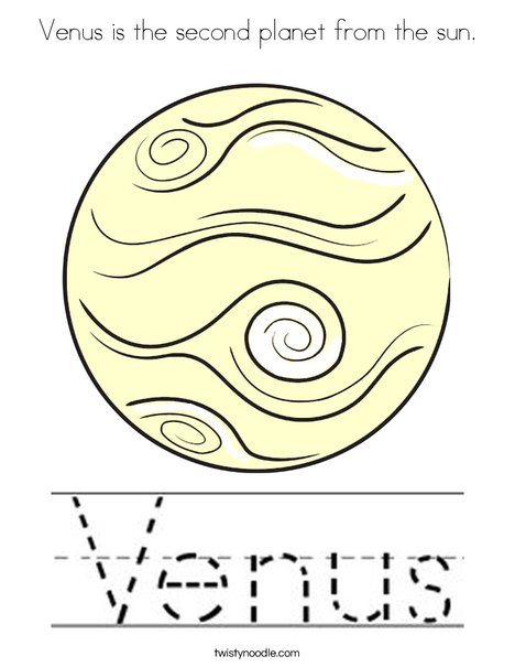 Venus is the second planet from the sun coloring page